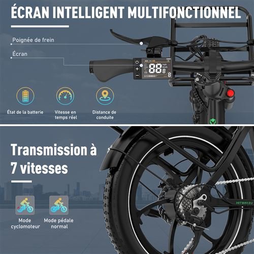 HITWAY Vélo Électrique,20" Fat Tire Ebikes, Moteur Super Puissant de 250 W, Vélos – Image 3