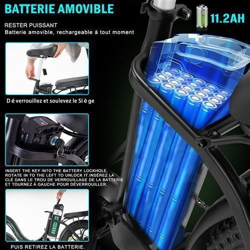 HITWAY Vélo Électrique,20" Fat Tire Ebikes, Moteur Super Puissant de 250 W, Vélos – Image 4