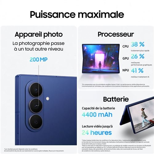 Smartphone Samsung Galaxy Z Fold7 8" 5G Double nano SIM 256 Go Noir Absolu – Image 4