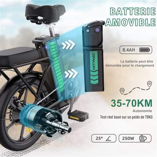 Vélo Électrique pliable - HITWAY BK5 - Pneu 16 pouces - Noir – Image 2